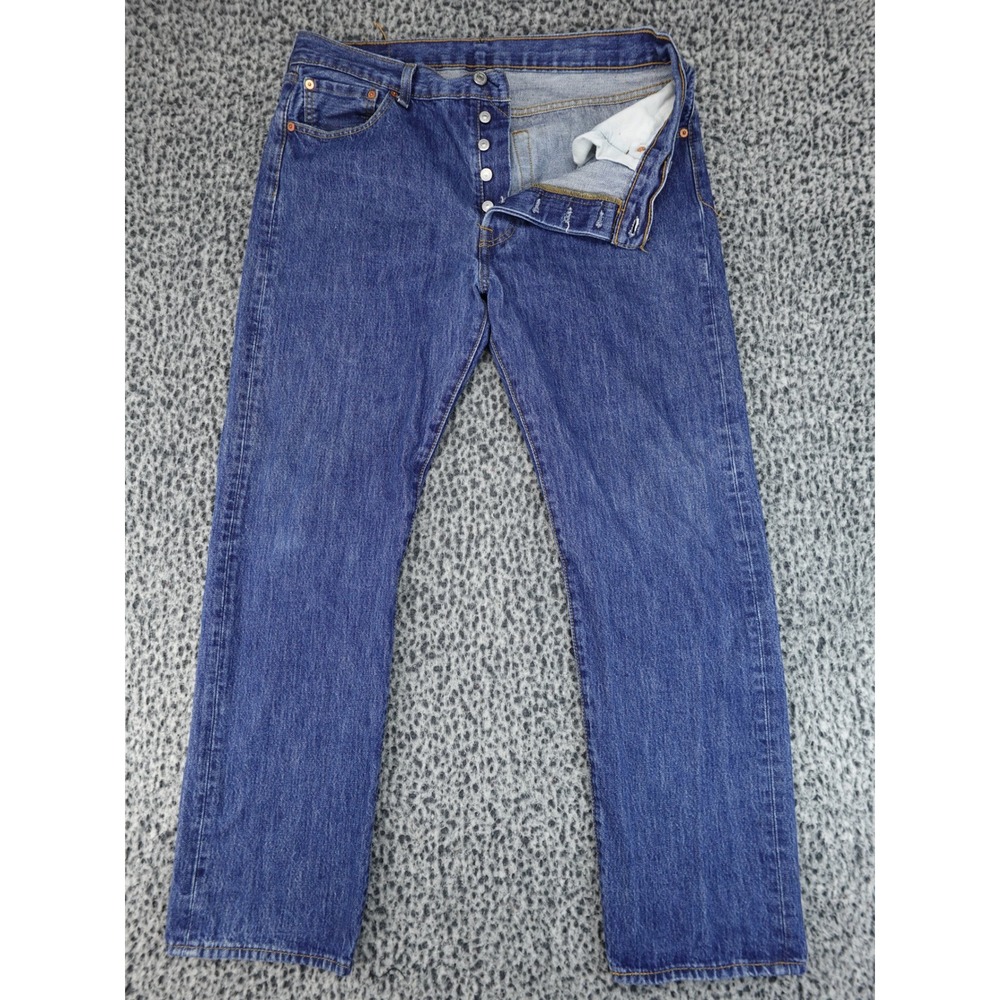 Levi's 501 Original Fit Mens 36x32 Medium Wash Blue Good Button Fly Jeans